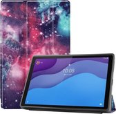 Voor Lenovo Tab M10 HD 2e generatie TB-X306 Geschilderd patroon Horizontale flip tablet-pc Leren tas met in drieën gevouwen beugel en slaap- / wekfunctie (Melkwegnevel)