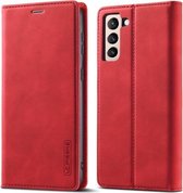 Voor Samsung Galaxy S21 5G LC.IMEEKE Sterk magnetisme Ultradunne horizontale Flip Matte TPU + PU lederen tas met houder & kaartsleuven & portemonnee (rood)