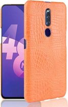 Schokbestendige krokodiltextuur pc + PU-hoes voor OPPO F11 Pro (geel)