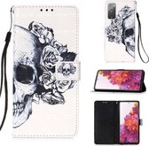 Voor Samsung Galaxy S20 FE 3D schilderij horizontale flip lederen tas met houder & kaartsleuf & lanyard (schedel)