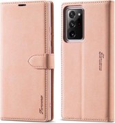 Voor Samsung Galaxy Note20 Ultra Forwenw F1 Serie Mat Sterk Magnetisme Horizontale Flip Leren Case met Houder & Kaartsleuven & Portemonnee & Fotolijst (Rose Goud)