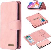 Voor Samsung Galaxy A70 Afneembare Frosted Magnetische Horizontale Flip Leren Case met Kaartsleuven & Houder & Rits Portemonnee & Fotolijst (Roze)