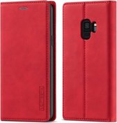 Voor Samsung Galaxy S9 LC.IMEEKE Sterk magnetisme Ultradunne horizontale flip schokbestendige matte TPU + PU lederen tas met houder & kaartsleuven & portemonnee (rood)