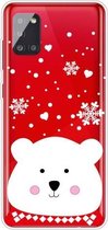 Voor Samsung Galaxy A71 Christmas Series Clear TPU beschermhoes (Chubby White Bear)