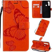 Voor Xiaomi Redmi Note 8T Pressed Printing Butterfly Pattern Horizontale Flip PU lederen tas met houder & kaartsleuven & portemonnee & lanyard (oranje)