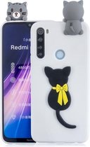 Voor Xiaomi Redmi Note 8 schokbestendig 3D liggend Cartoon TPU beschermhoes (kleine zwarte kat)