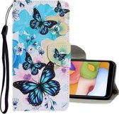 Voor Xiaomi Redmi Note 9 Gekleurde Tekening Patroon Horizontale Flip PU Lederen Case met Houder & Kaartsleuven & Portemonnee & Lanyard (Paarse Vlinder)
