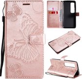 Voor Xiaomi Mi 10 Ultra 3D vlinders reliëfpatroon horizontaal flip lederen tas met houder & kaartsleuf & portemonnee (rose goud)