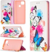 Voor Xiaomi Redmi 9C Gekleurd Tekenpatroon Onzichtbaar Magnetisch Horizontaal Flip PU Lederen Case met Houder & Kaartsleuven & Portemonnee (Twee Vlinders)
