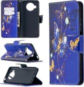 Voor Xiaomi Mi 10T Lite 5G Gekleurd tekeningpatroon Horizontale flip lederen tas met houder & kaartsleuven & portemonnee (paarse vlinder)