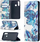 Voor Xiaomi Redmi Note 8T Gekleurde Tekening Patroon Onzichtbare Magnetische Horizontale Flip PU Lederen Case met Houder & Kaartsleuven & Portemonnee (Blauwe Bladeren)