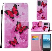 Voor Samsung Galaxy A71 Cross Textuur Schilderen Patroon Horizontale Flip Leren Case met Houder & Kaartsleuven & Portemonnee & Lanyard (Roze Vlinder)