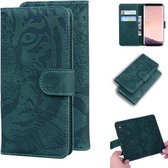 Voor Samsung Galaxy S8 Plus Tiger Embossing Pattern Horizontale Flip lederen tas met houder & kaartsleuven & portemonnee (groen)