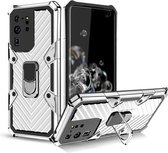 Voor Samsung Galaxy S20 Ultra Cool Armor PC + TPU schokbestendig hoesje met 360 graden rotatie ringhouder (zilver)