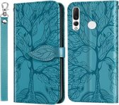 Voor Huawei P smart Z Life of Tree Embossing Pattern Horizontale Flip lederen tas met houder & kaartsleuf & portemonnee & fotolijst & lanyard (blauw)