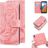 Voor Xiaomi Redmi 7A Tiger Embossing Pattern Horizontale Flip lederen tas met houder & kaartsleuven & portemonnee (roze)