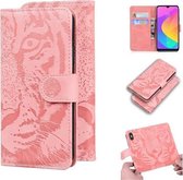 Voor Xiaomi Mi 9 Lite / CC9 Tiger Embossing Pattern Horizontale Flip lederen tas met houder & kaartsleuven & portemonnee (roze)