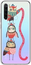 Voor Xiaomi Redmi Note 8 Trendy schattig kerstpatroon doorzichtig TPU beschermhoes (rode bandvogel)