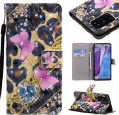 Voor Samsung Galaxy Note 20 3D Schilderen Horizontale Flip Leren Case met Houder & Kaartsleuf & Lanyard (Roze Vlinders)