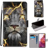 Voor Samsung Galaxy S20 FE Gekleurde Tekening Cross Textuur Horizontale Flip PU Lederen Case met Houder & Kaartsleuven & Portemonnee & Lanyard (Fission Lion)