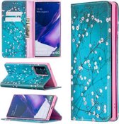 Voor Samsung Galaxy Note20 Ultra Gekleurde Tekening Patroon Onzichtbare Magnetische Horizontale Flip PU Lederen Case met Houder & Kaartsleuven & Portemonnee (Pruimenbloesem)