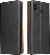 Voor Samsung Galaxy M11 Fierre Shann PU lederen textuur horizontale flip lederen tas met houder & kaartsleuven & portemonnee (zwart)