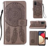 Voor Samsung Galaxy A02s Dream Catcher Afdrukken Horizontale Flip Leren Case met Houder & Kaartsleuven & Portemonnee & Lanyard (Grijs)