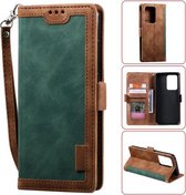 Voor Galaxy S20 Ultra Retro Splicing Horizontale Flip lederen tas met kaartsleuven & houder & portemonnee (groen)