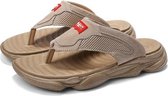 Antislip Slijtvaste Flat Bottom Flip Flops Strandschoenen voor Heren (Kleur: Khaki Maat: 44)