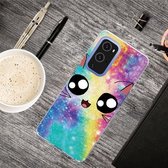 Voor OnePlus 9 Pro schokbestendig geverfd transparant TPU beschermhoes (Starry Cute Cat)