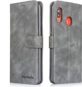 Voor Galaxy A20 / A30 Diaobaolee Pure Fresh Texture Horizontale Flip Leather Case, met houder & kaartsleuf & portemonnee & fotolijst (grijs)