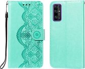 Voor Huawei Honor 30 Flower Vine Embossing Pattern Horizontale Flip Leather Case met Card Slot & Holder & Wallet & Lanyard (Green)