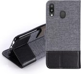 Voor Galaxy M20 MUXMA MX102 Horizontale flip canvas lederen tas met standaard & kaartsleuf & portemonnee-functie (zwart)