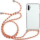 Voor Samsung Galaxy Note10 + Four-Corner Anti-Fall transparante TPU beschermhoes met lanyard (oranjegeel)