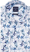 Profuomo Wit overhemd met blauwe bloem PPRH1A1094/P