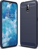 Nokia 2.3 Hoesje - Mobigear - Brushed Slim Serie - TPU Backcover - Blauw - Hoesje Geschikt Voor Nokia 2.3