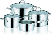 Bol.com Kela Cailin Kookpannenset - 4 delig - RVS - met glazen deksels aanbieding