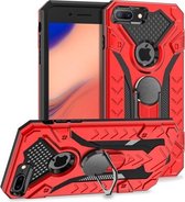 Voor iPhone 8 Plus & 7 Plus Armor Knight Series 2 in 1 PC + TPU beschermhoes met ringhouder (rood)