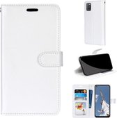 Voor OPPO A52 / A92 / A72 5G Pure Kleur Horizontale Flip PU Lederen Case met Houder & Kaartsleuven & Portemonnee & Fotolijst (Wit)