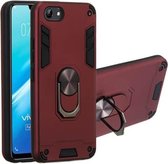 Voor vivo Y81 (niet-poreus) 2 in 1 Armor Series PC + TPU beschermhoes met ringhouder (wijnrood)