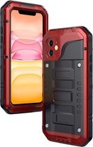 Voor iPhone 11 stofdicht schokbestendig waterdicht siliconen + metalen beschermhoes (rood)