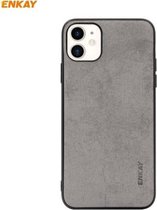 Voor iPhone 11 ENKAY ENK-PC028 Business Series Fabric Texture PU-leer + TPU Soft Slim Case (grijs)