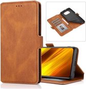 Voor Xiaomi Poco X3 NFC Retro Magnetische Sluiting Horizontale Flip Leren Case met Houder & Kaartsleuven & Fotolijst & Portemonnee (Bruin)