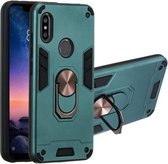 Voor Xiaomi Redmi Note 6 / Note 6 Pro 2 in 1 Armor Series PC + TPU beschermhoes met ringhouder (donkergroen)