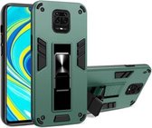 Voor Xiaomi Redmi Note 9S 2 in 1 PC + TPU schokbestendige beschermhoes met onzichtbare houder (donkergroen)