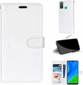 Voor Huawei P Smart 2020 Pure Kleur Horizontale Flip PU Lederen Case met Houder & Kaartsleuven & Portemonnee & Fotolijst (Wit)
