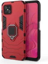 Voor OPPO A92s PC + TPU schokbestendige beschermhoes met magnetische ringhouder (rood)