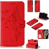 Feather Pattern Litchi Texture Horizontale Flip lederen tas met portemonnee & houder & kaartsleuven voor Xiaomi Mi CC9 (rood)