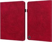 Voor Amazon Kindle Fire HD 8 2020 Pauw Reliëfpatroon TPU + PU Horizontale Flip Leren Case met Houder & Kaartsleuven & Portemonnee & Slaap / Wekfunctie (Rood)