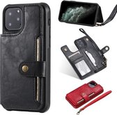 Voor iPhone 11 Pro Gesp Rits Schokbestendig Beschermhoes met Houder & Kaartsleuven & Portemonnee & Lanyard & Fotolijst (Zwart)